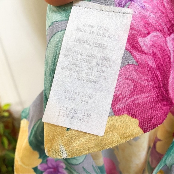 Vintage pleated dropwaist dress midi floral hippie flower power 60s 70s 80s VTG - Picture 6 of 14